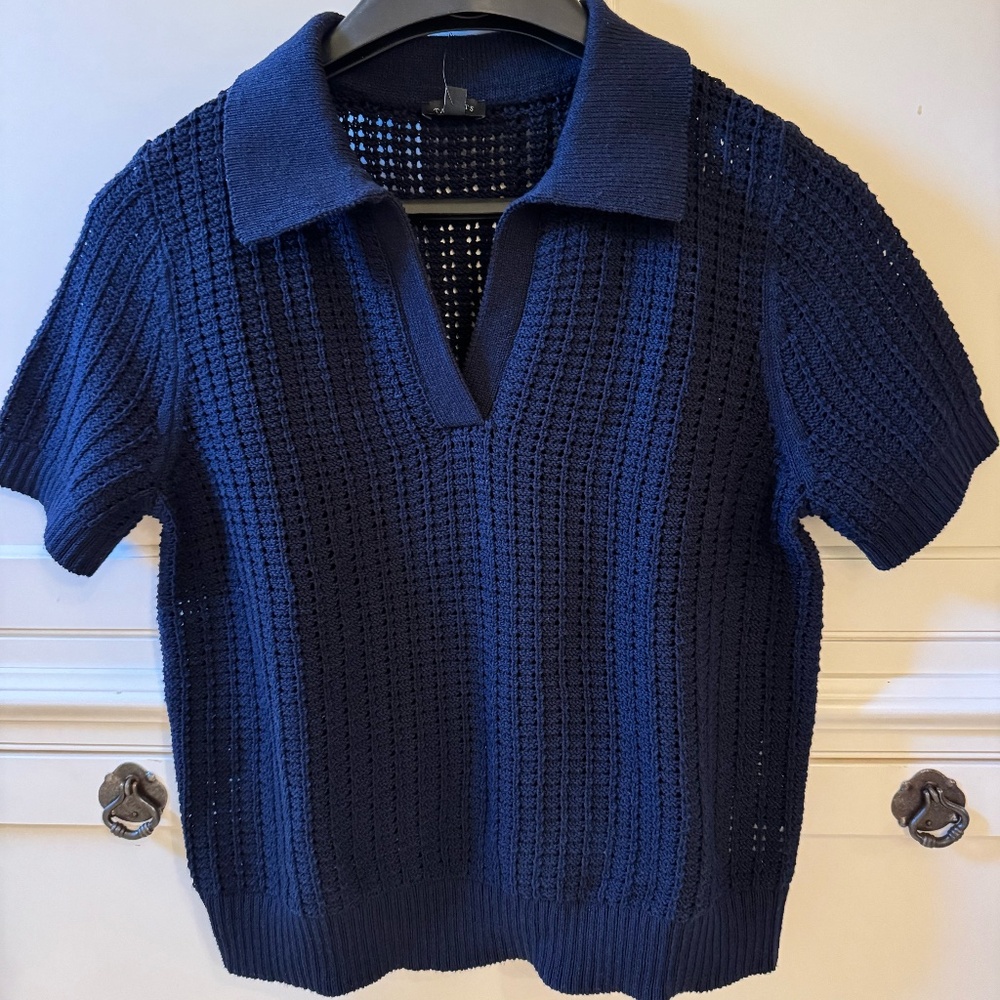 NWT - Talbots Pointelle Stitch Polo Sweater - M